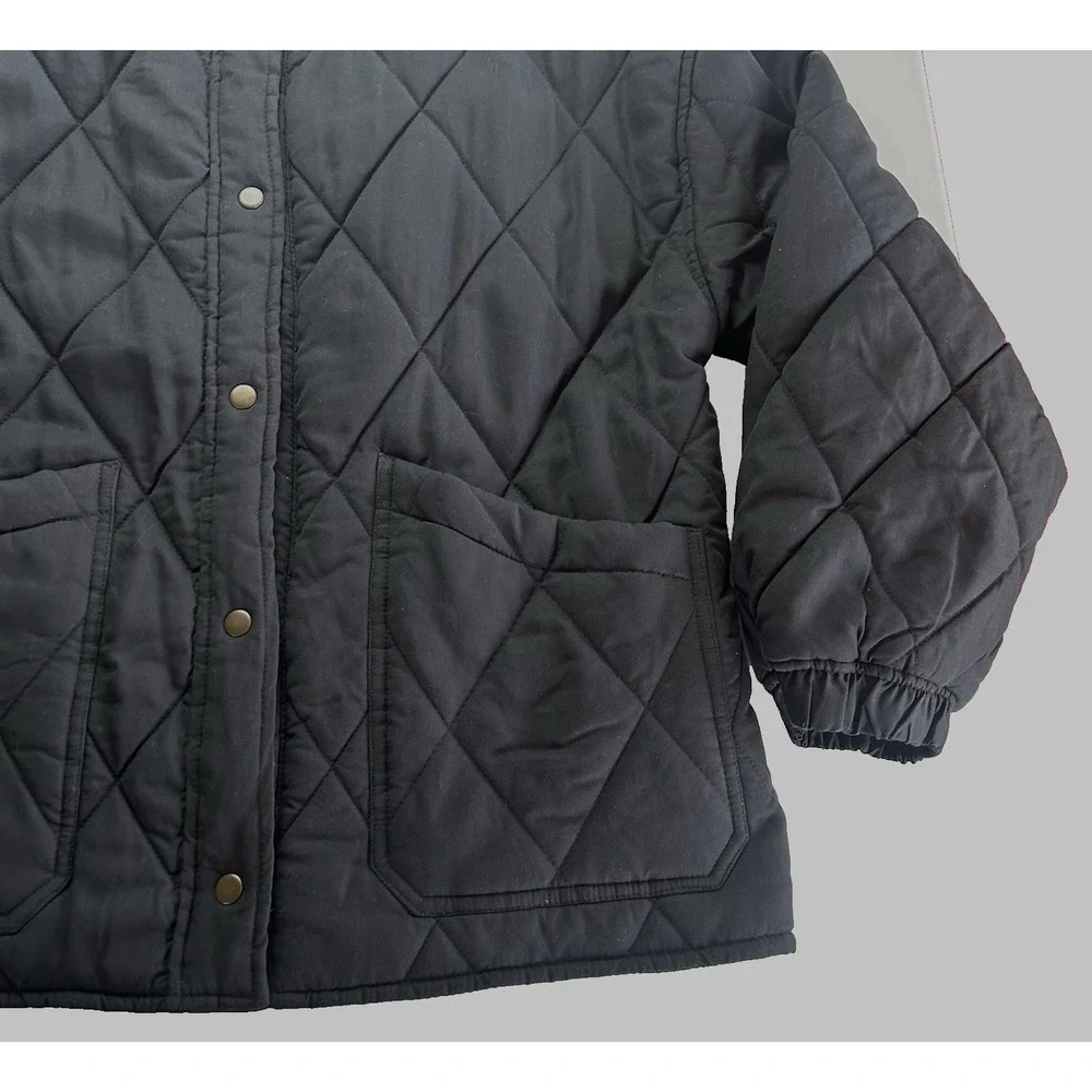 Social Standard by Sanctuary Women's Outdoors Snap Up Quilted Jacket Black L - Picture 4 of 9